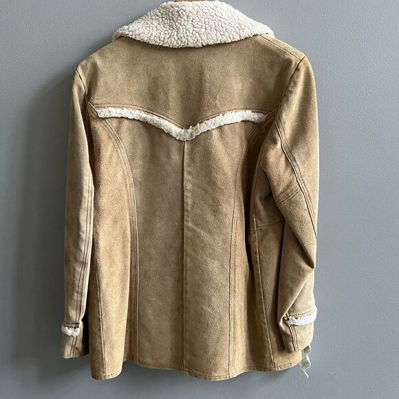Vintage 70’s Lee Storm Rider Sherpa Suede Leather Coat Size 40 Marlboro Man - Picture 5 of 16